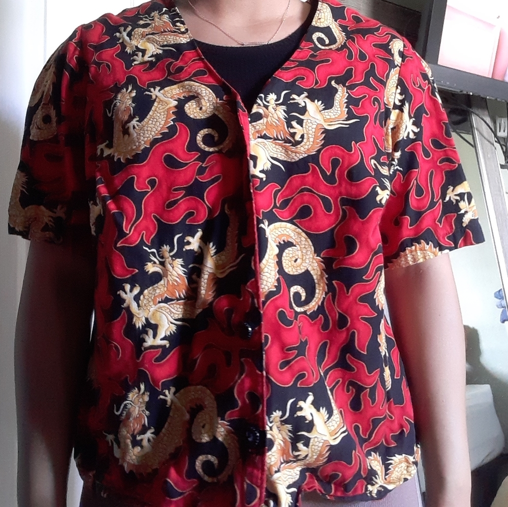 Handmade Dragon button down - Picture 3 of 3